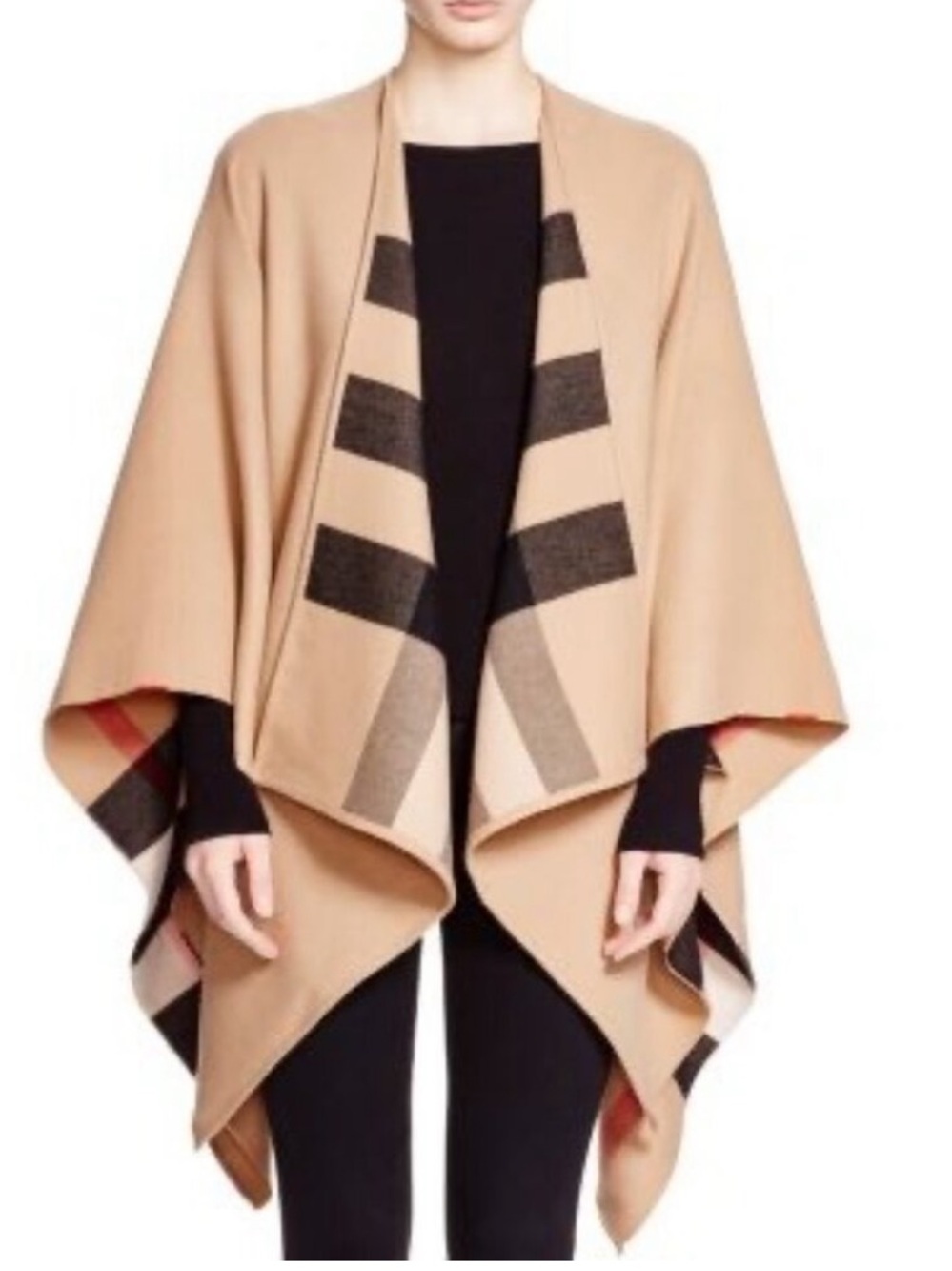 Burberry Charlotte Reversible Check Wool Cape